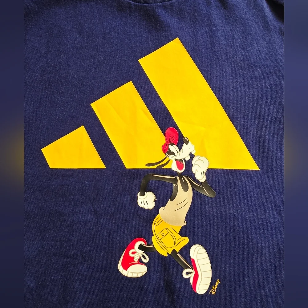 Adidas Kids Navy Tee with Bold Yellow Graphic